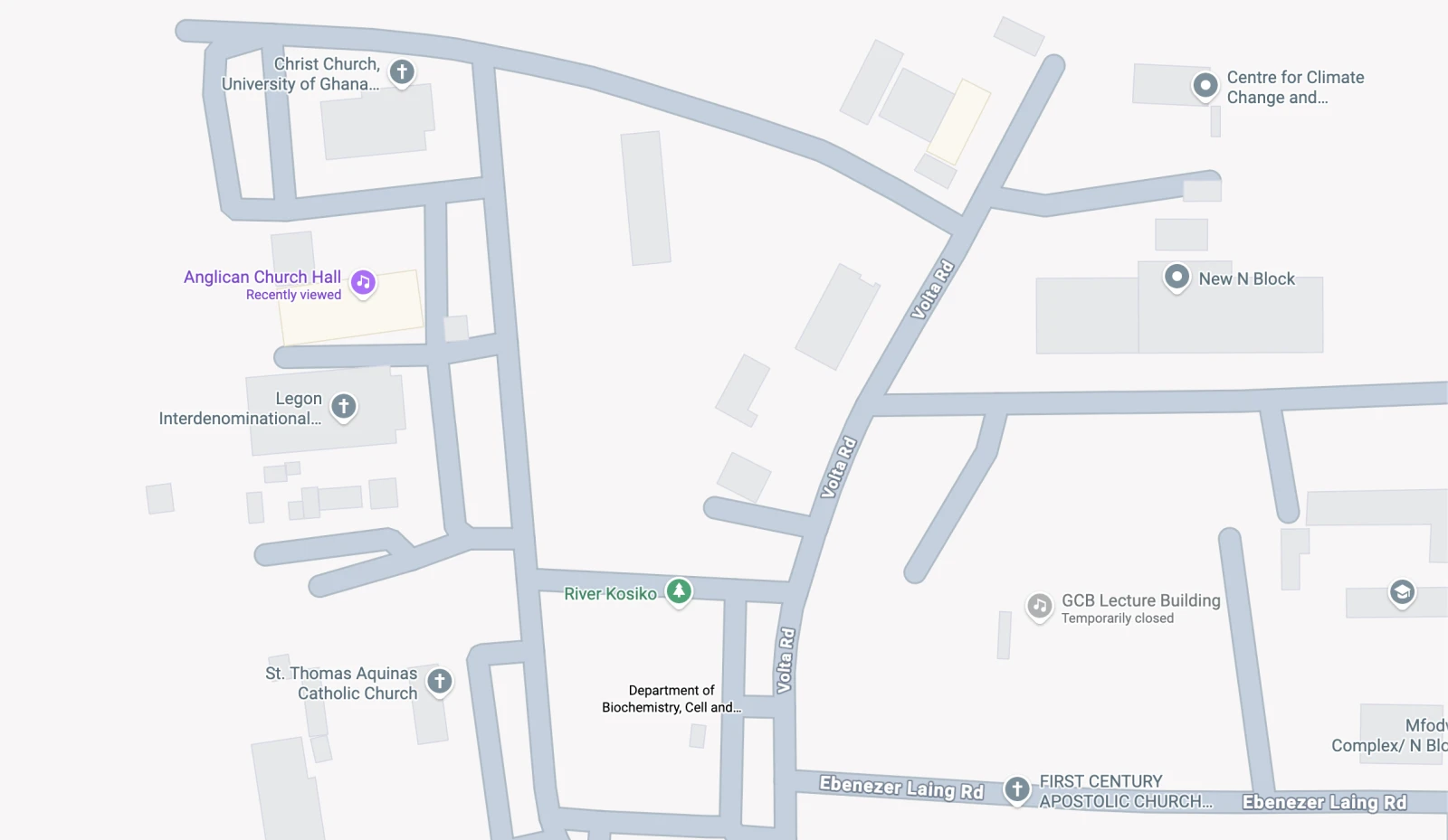 Map of Anglican Church Hall, Legon
